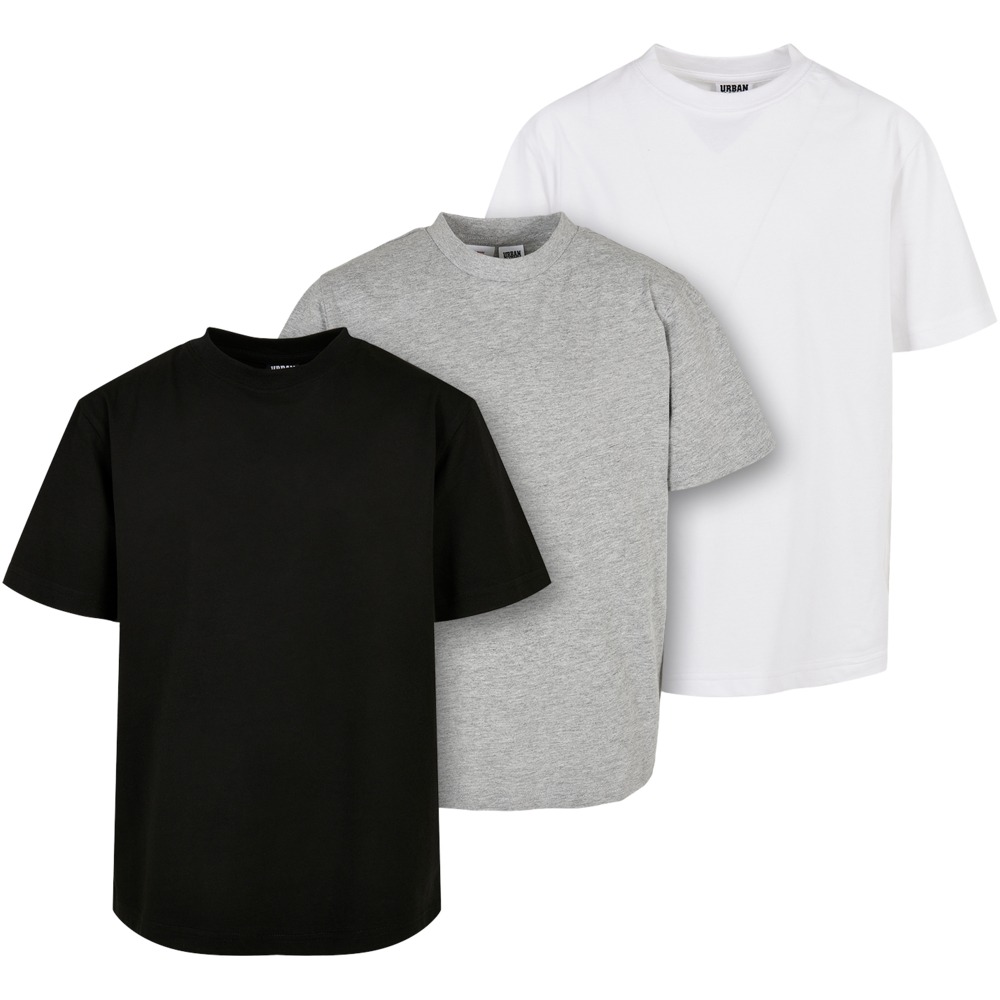 Urban Classics - Boys Tall 3 Pack Kinder Tshirt - Wit/Zwart